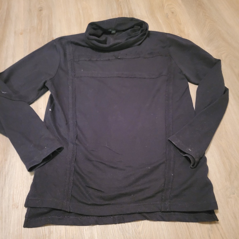 Bare Fox Womens Top Large Black Cotton Gothic Raw Edge Cowl Neck Streetwear
